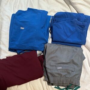 Figs Men's Scrubs in Blue, Burgundy, and Gray